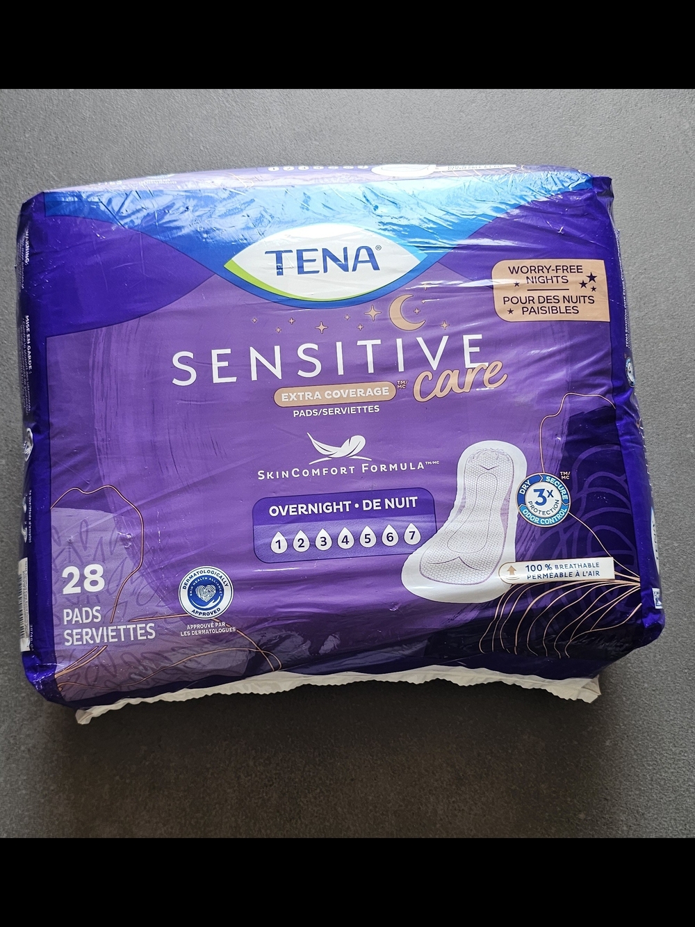 Sensitive Care Overnight Pads - Purple, 28 Count